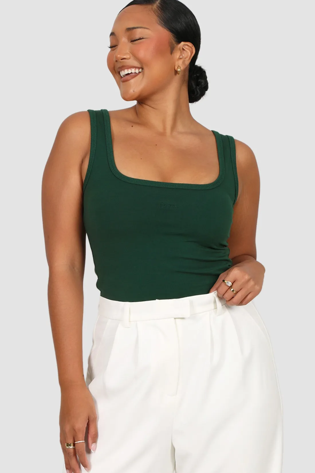 Fayt Tops | LOGO TANK DEEP GREEN