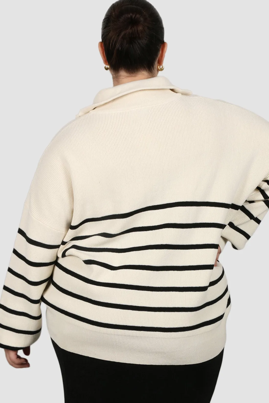 fletcher_zip_knit_cream_stripe_2.webp Fayt Tops | Sweaters & Knits | FLETCHER ZIP KNIT CREAM STRIPE