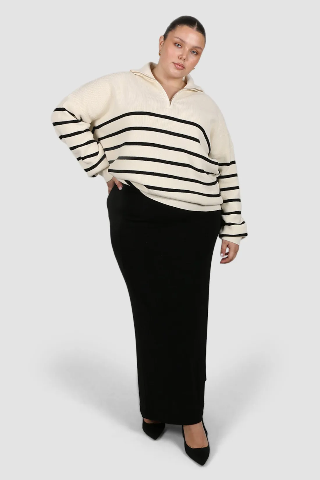 fletcher_zip_knit_cream_stripe_4.webp Fayt Tops | Sweaters & Knits | FLETCHER ZIP KNIT CREAM STRIPE