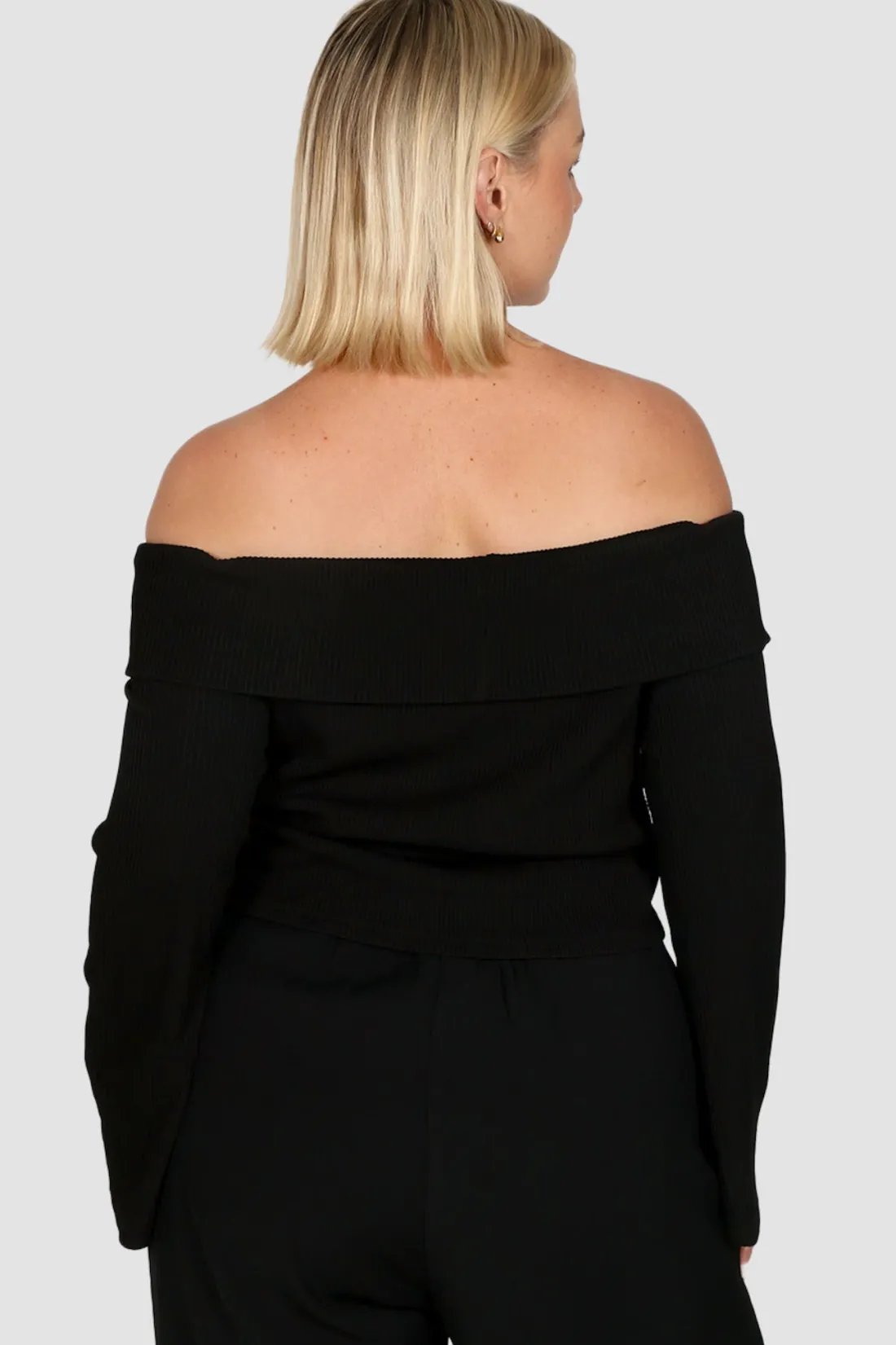lowen_off_shoulder_top_black_4.webp Fayt Tops | LOWEN OFF SHOULDER TOP BLACK