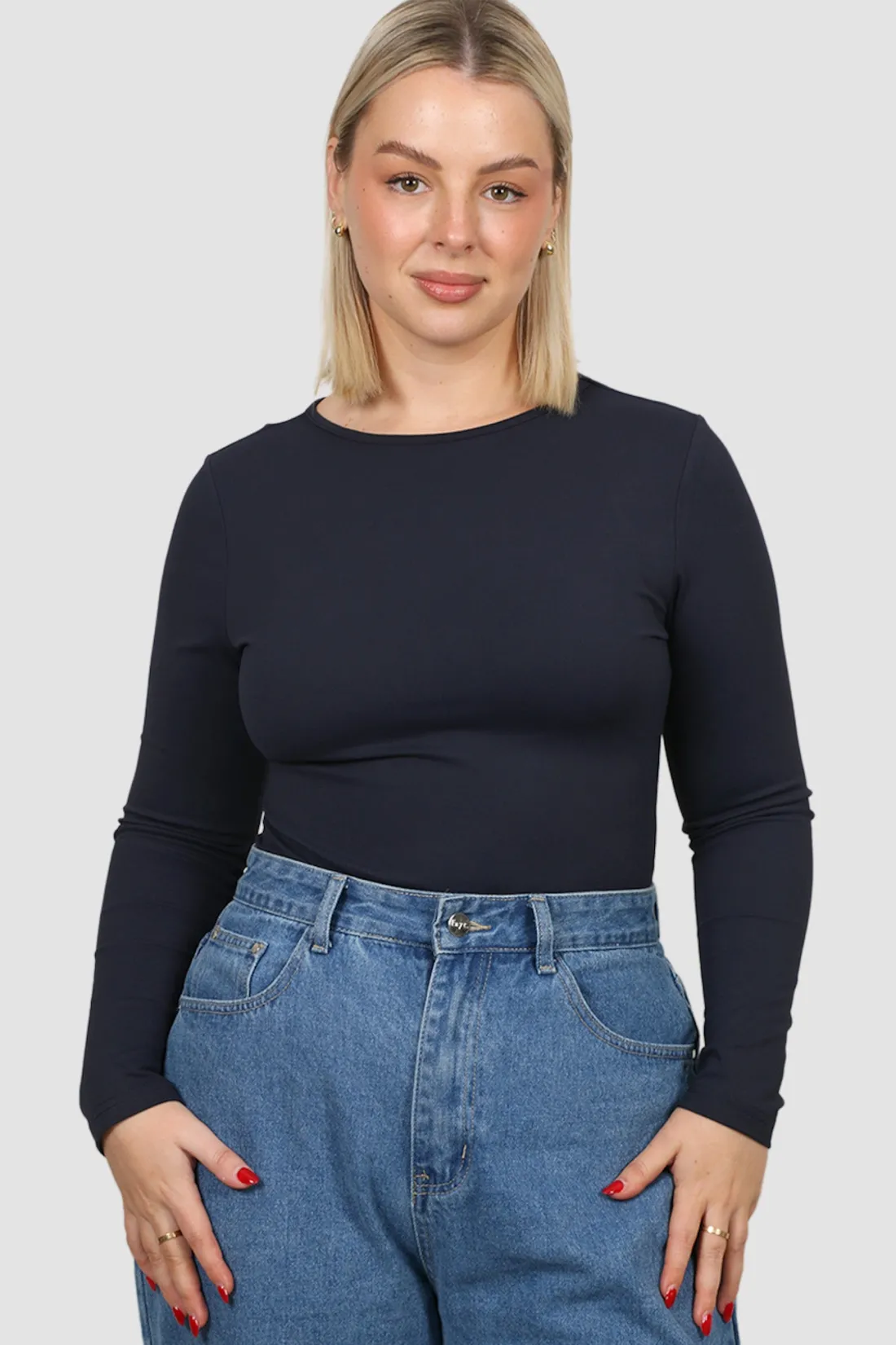 Fayt Tops | L/S BODYSUIT NAVY