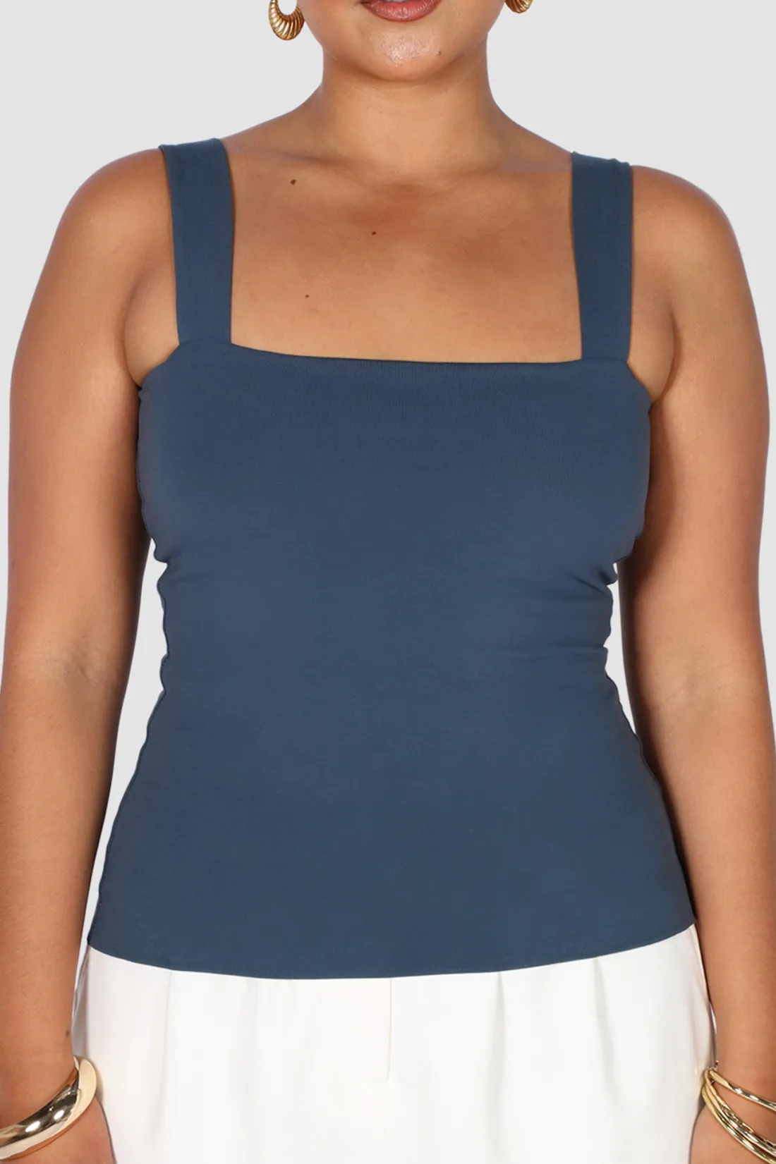 Fayt Tops | QUINN TOP DEEP OCEAN BLUE