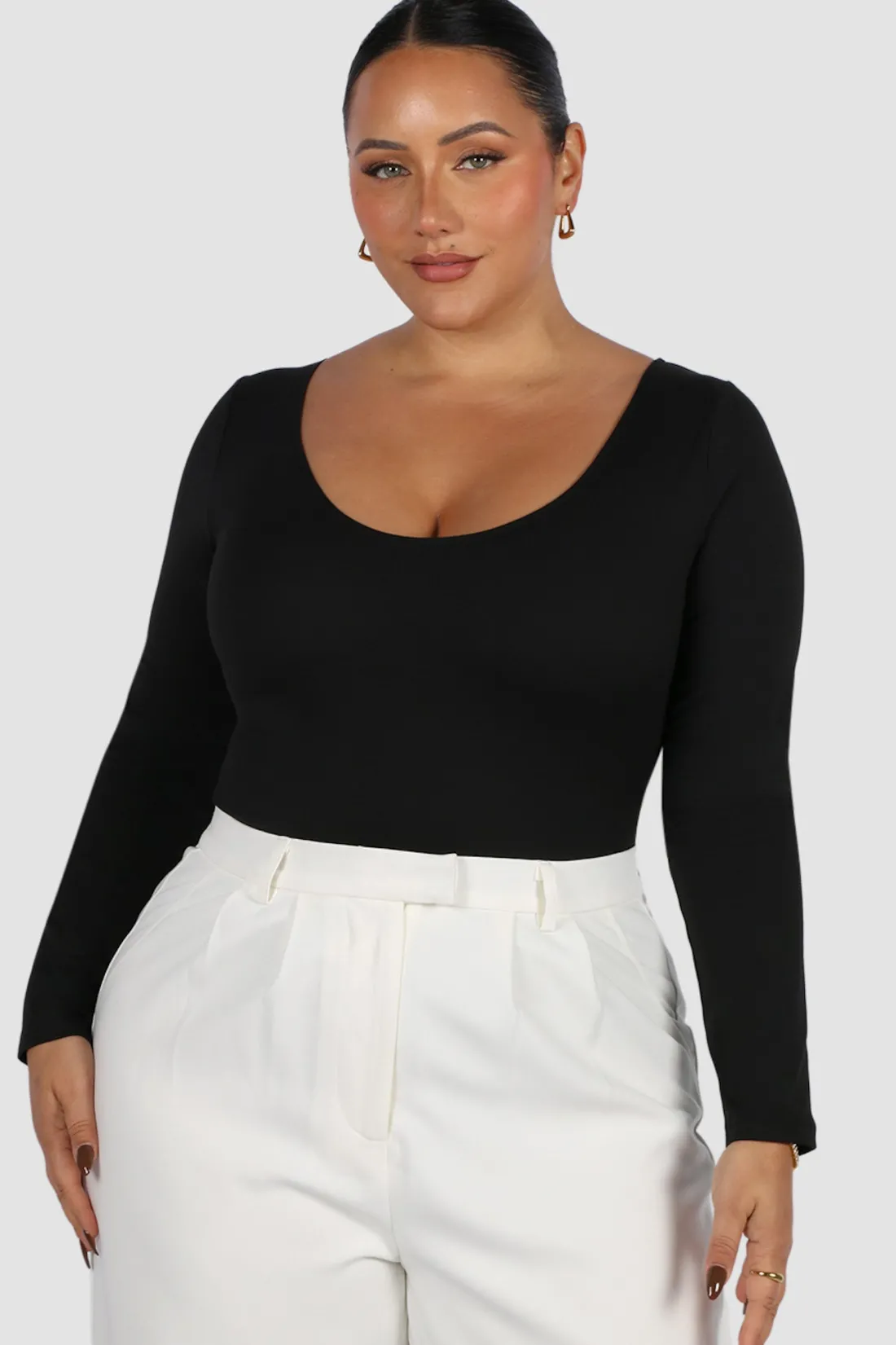 Fayt Tops | SCOOP NECK BODYSUIT BLACK