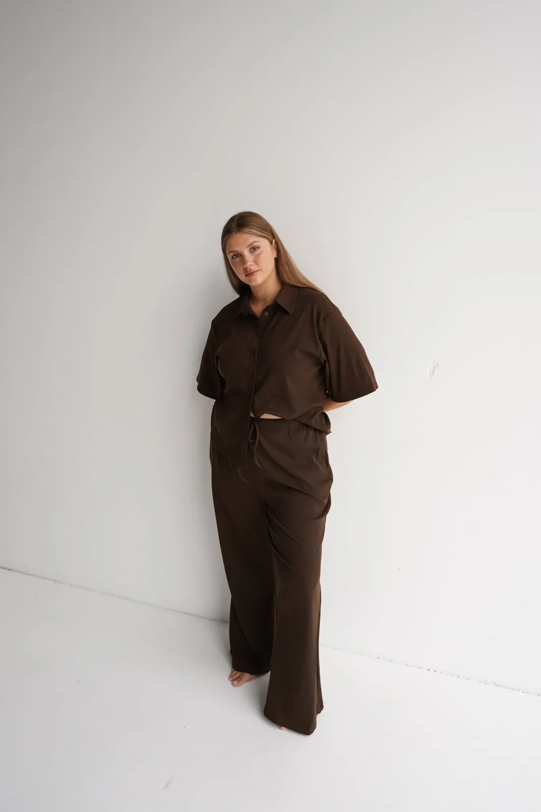 Fayt Tops | Sets | SELIA RIB BUTTON SHIRT ESPRESSO