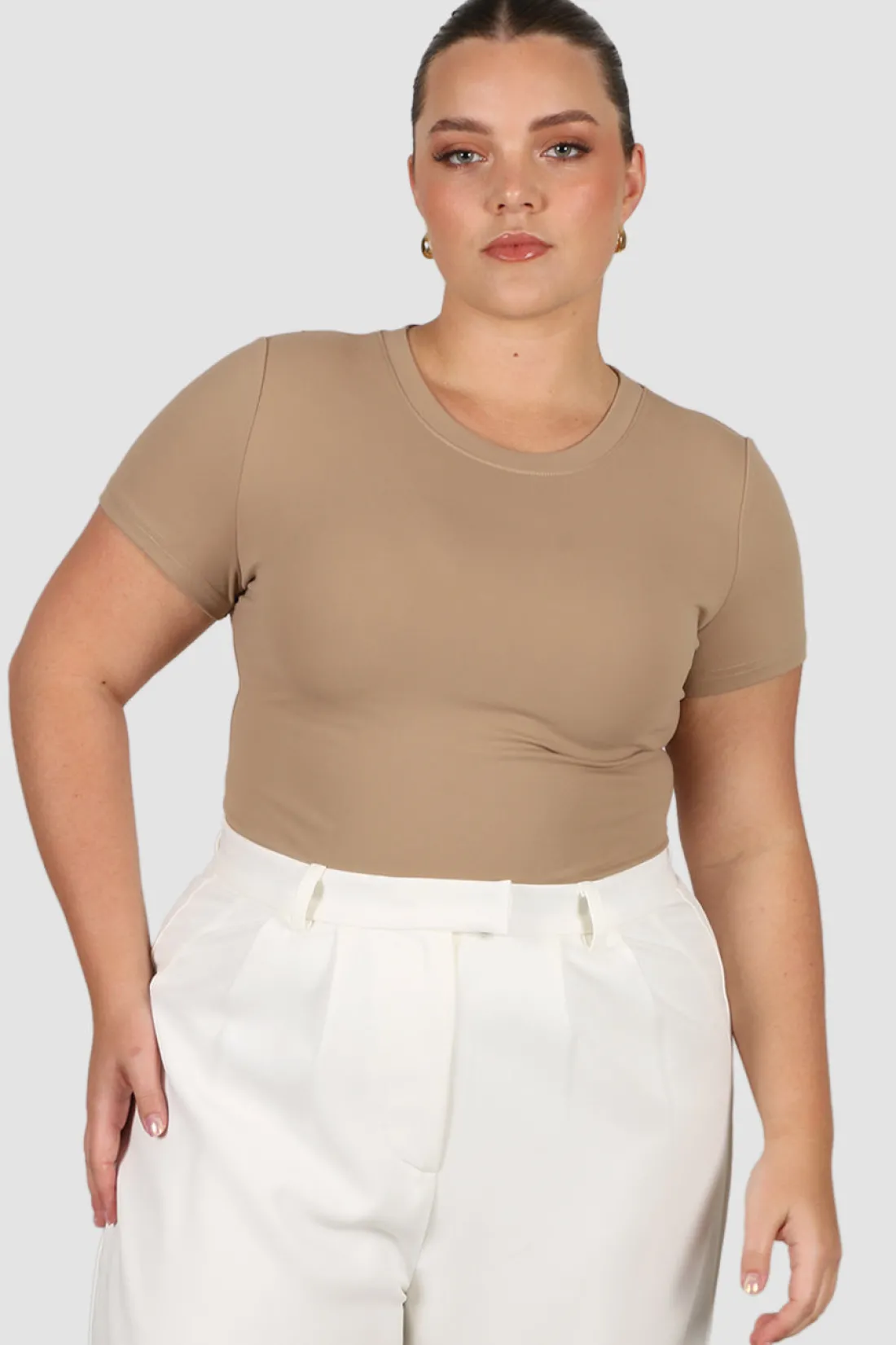 Fayt Tops | S/S BODYSUIT COFFEE