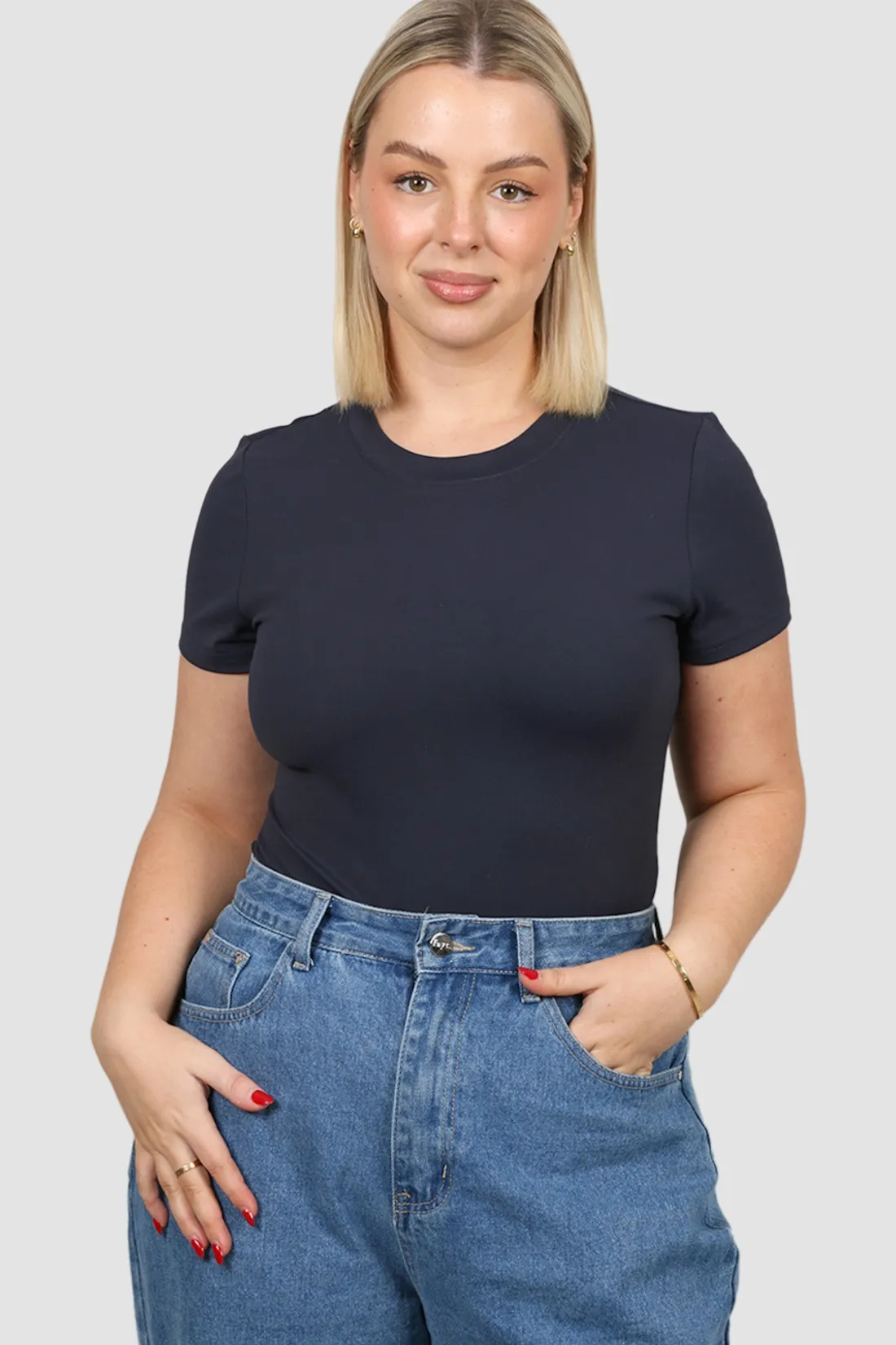 Fayt Tops | S/S BODYSUIT NAVY