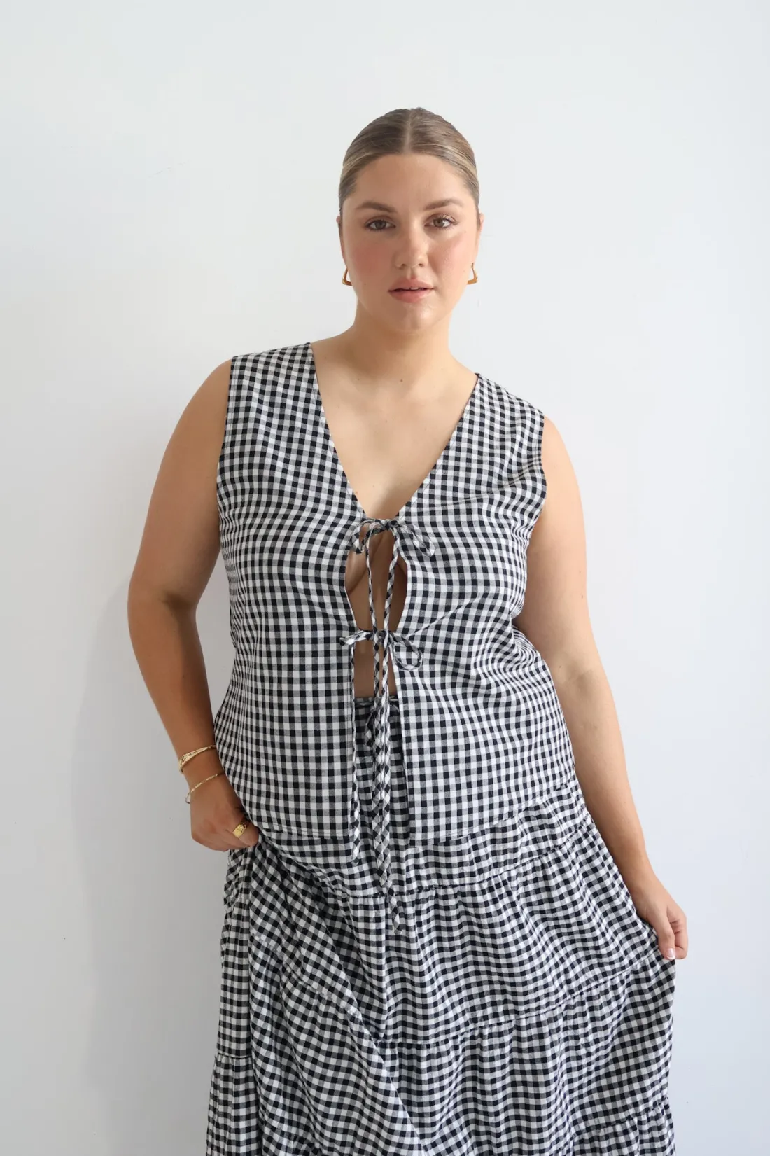 Fayt Tops | Sets | TORBIN TOP B&W GINGHAM